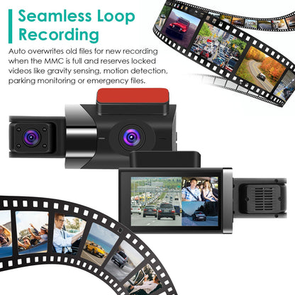 2K Car DVR 3 Channel Dash Cam Camcorder Camera Recorder with 140¡ Angle GPS WiFi Night Vision G-sensor Loop Recording Parking Monitor