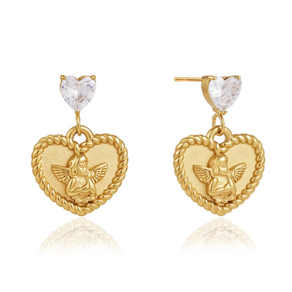 Angel Heart Zircon Drop Earrings