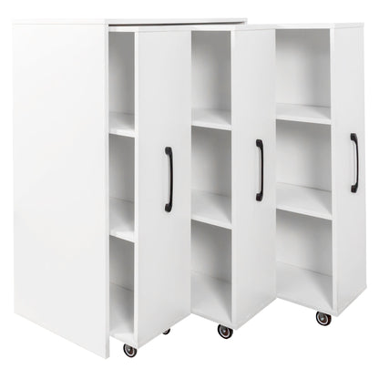 3 Tier Bookcase with Three Pulled Out Doors and Wheels