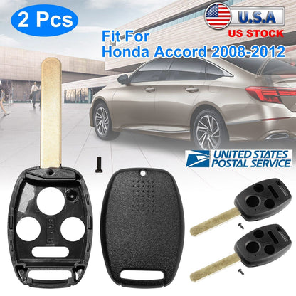 2Pcs Keyless Entry Remote Shell Case Fit For Honda Accord 2008-2012 Car Key Fob Pad _x000B__x000B_Replacement N5F-S0084A N5F-A05TAA w/ Uncut Blade