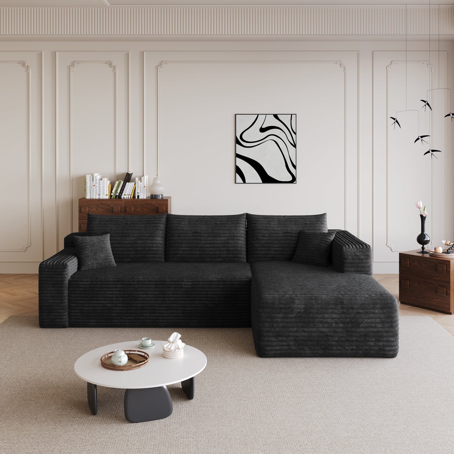 95" Cloud Sectional Sofa, Modern Minimalist Upholstered Couch