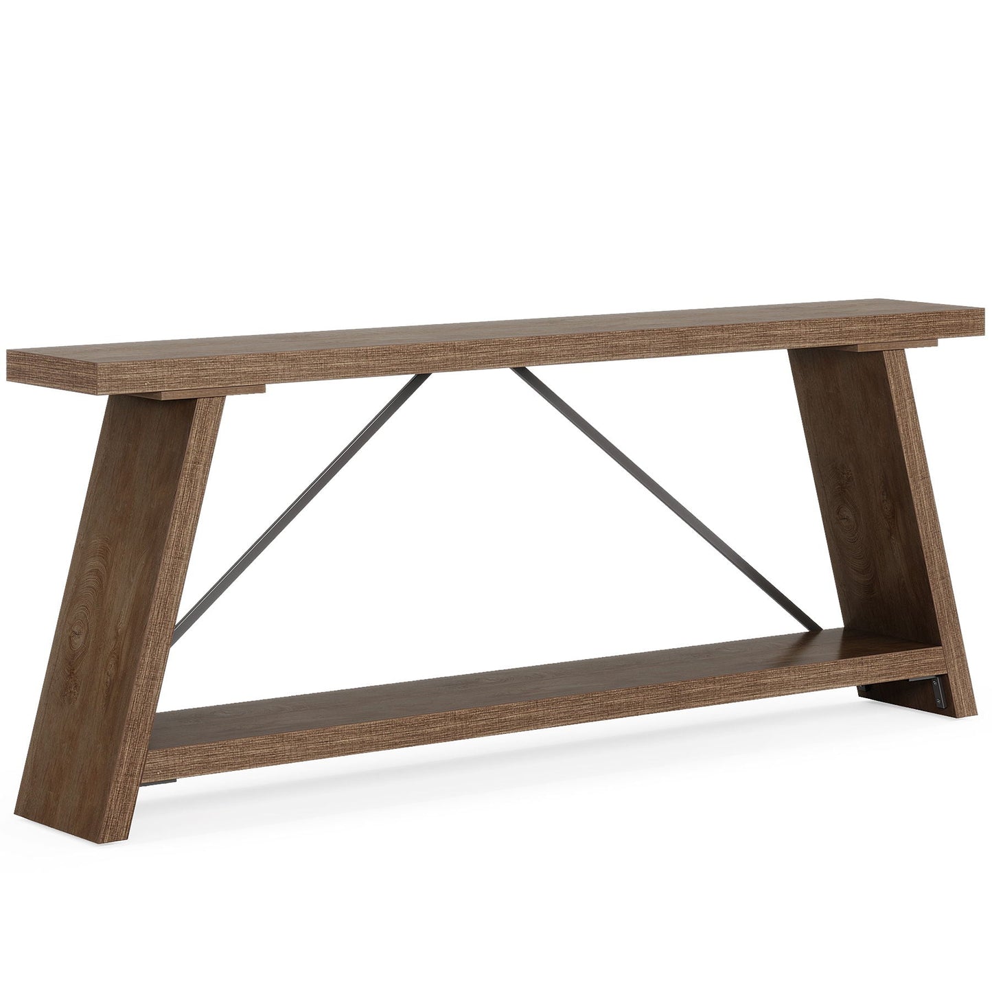 Console Table Extra Long Sofa Table With 2 Tier Shelves For Living Room