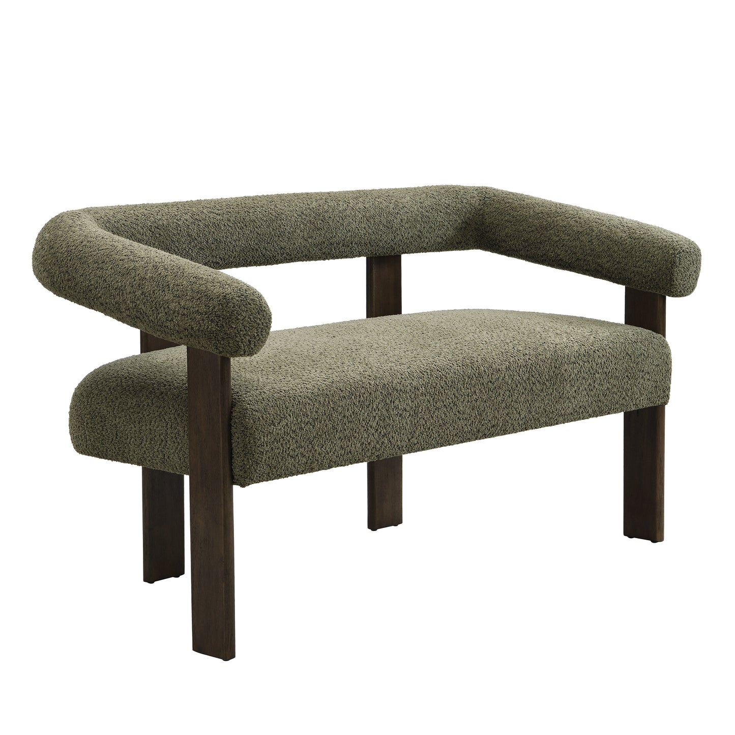 Round Armrest Loveseat (Green + Brown)