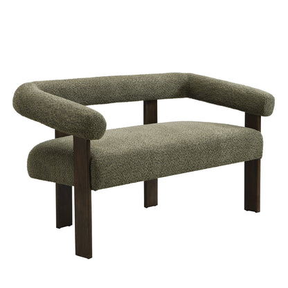 Round Armrest Loveseat (Green + Brown)