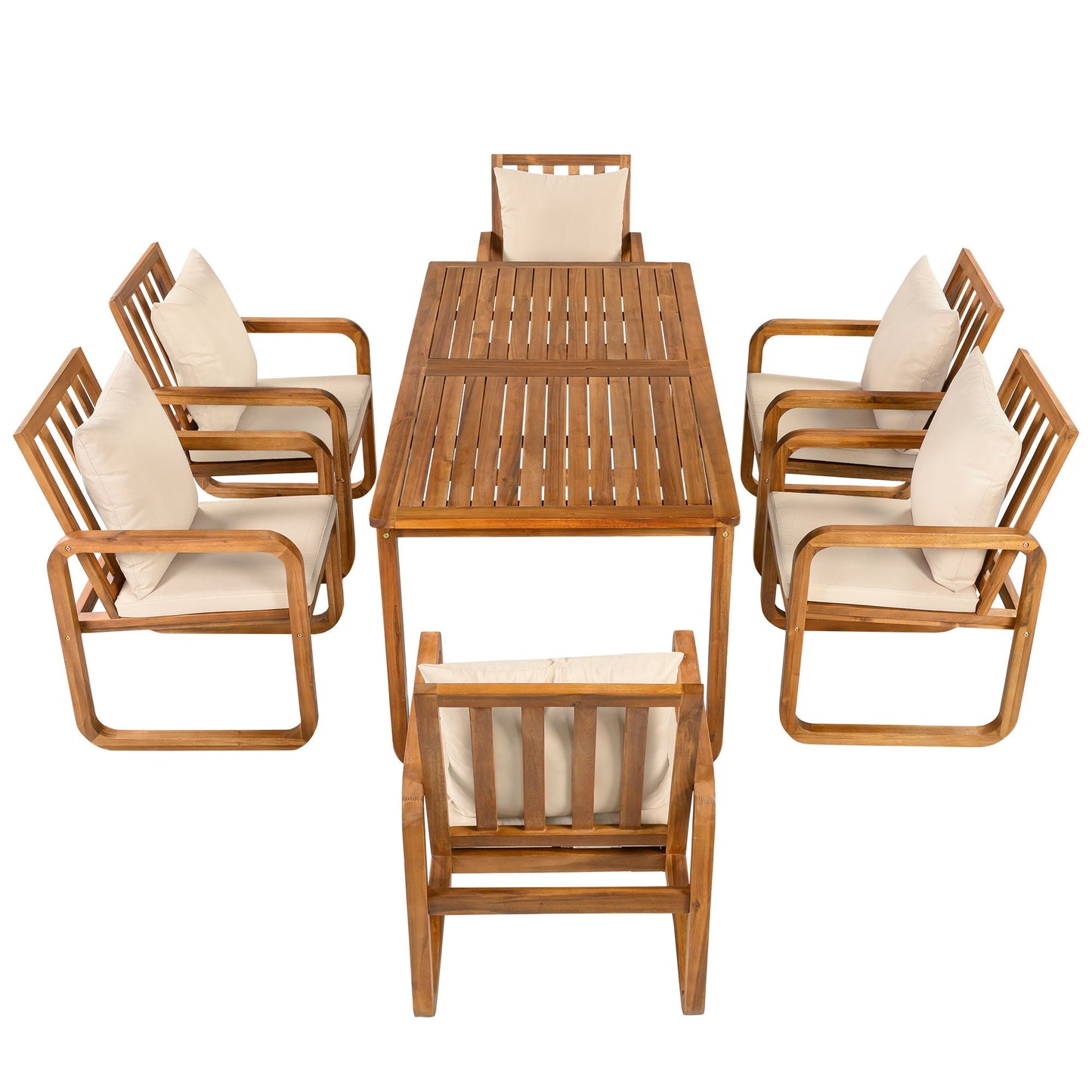 7 Piece Outdoor Patio Dining Set With Removable Cushions