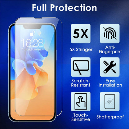 2Pcs HD Clear Screen Protectors Tempered Glass Film Full Coverage Screen Protector Fit for IOS Phone 14/14Plus/14Pro/14Pro Max/13/13Pro/13Max/12/12Pro