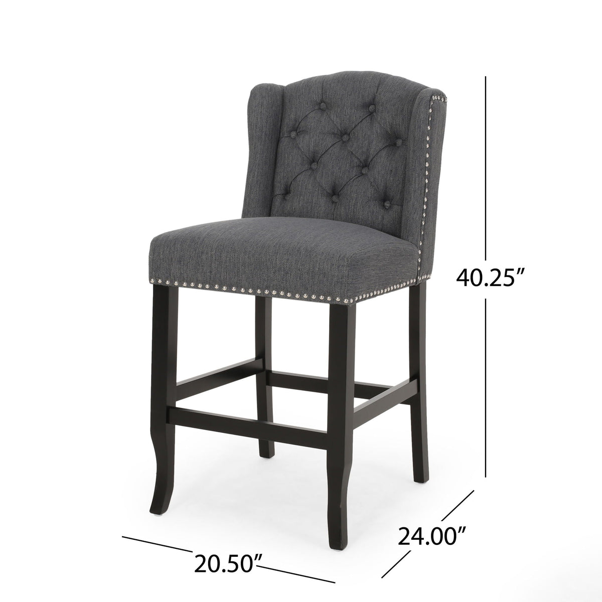 Vienna Fabric Tufted Counter Stool With Nailhead Accents (Set of 2)