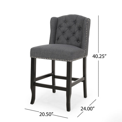 Vienna Fabric Tufted Counter Stool With Nailhead Accents (Set of 2)
