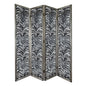 Room Divider, Herero 4 Panel Decorative Screen - Black