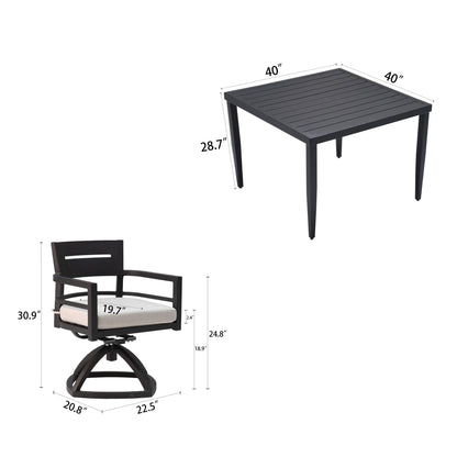 Outdoor Modern Dining Set, Chairs Sunbrella Cushioned And Dining Table With Umbrella Hole