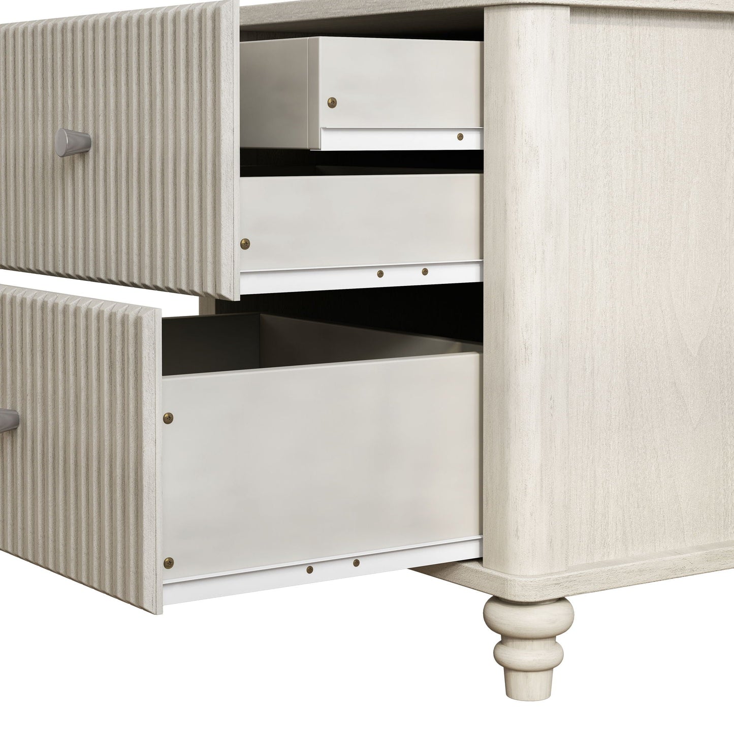 Fluted Nightstand With 3 Drawers