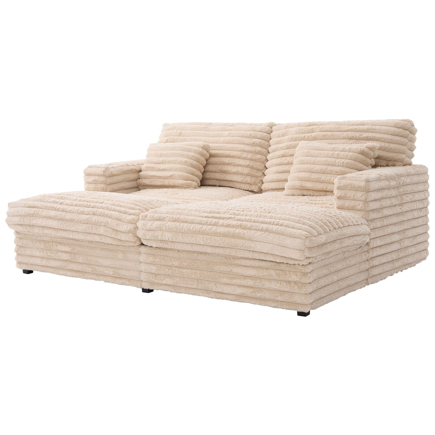 Oversized Double Chaise Lounge Sofa Bed With USB Ports And Cup Holders
