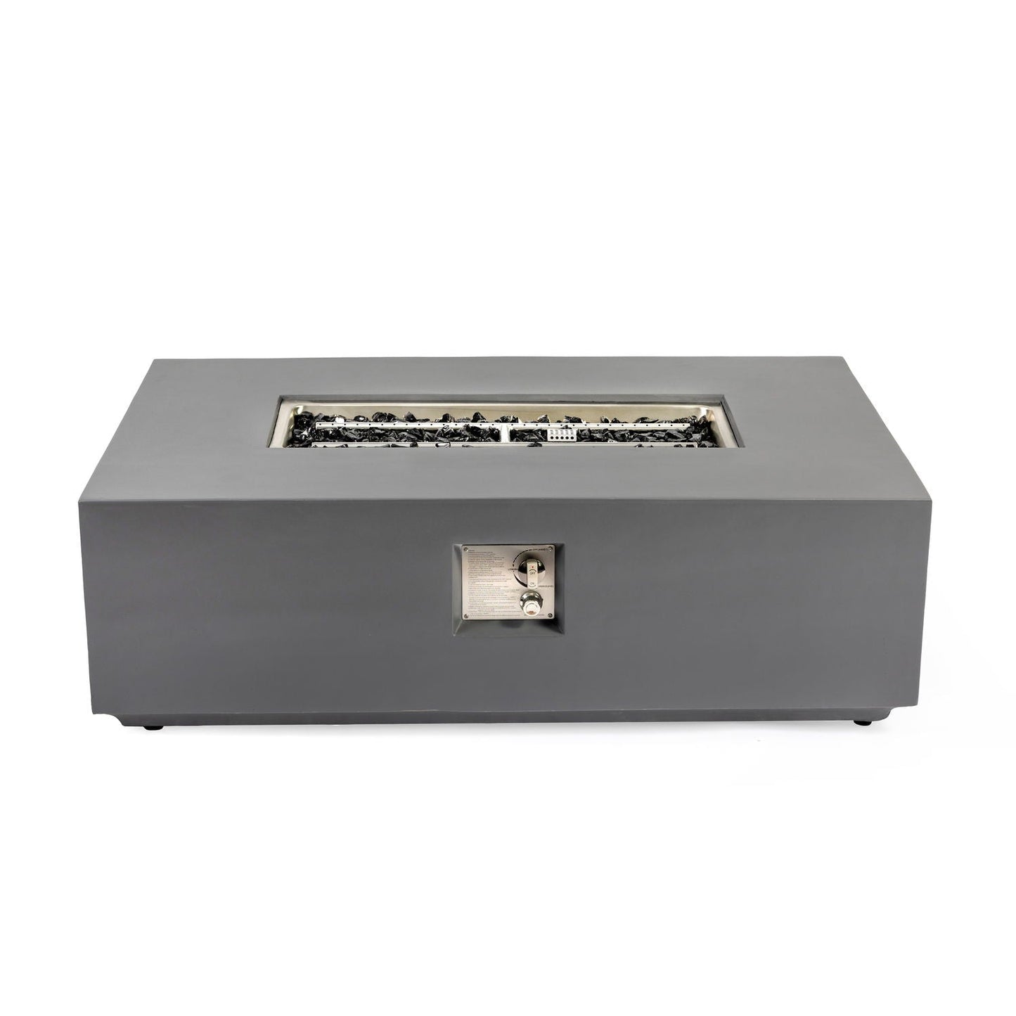 Volon - Rectangular Fire Pit Table, Propane Powered, 50,000 BTU - Light Gray