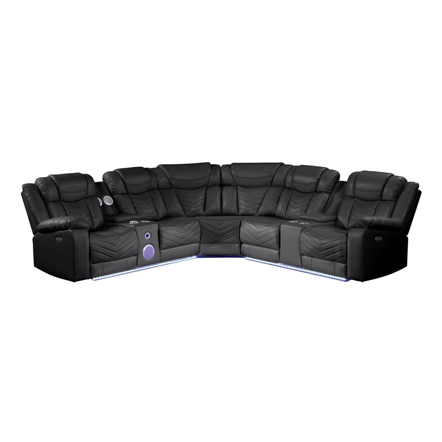 Challenger - Recliner Sectional Sofa, Built In USB, C Ports & Bluetooth