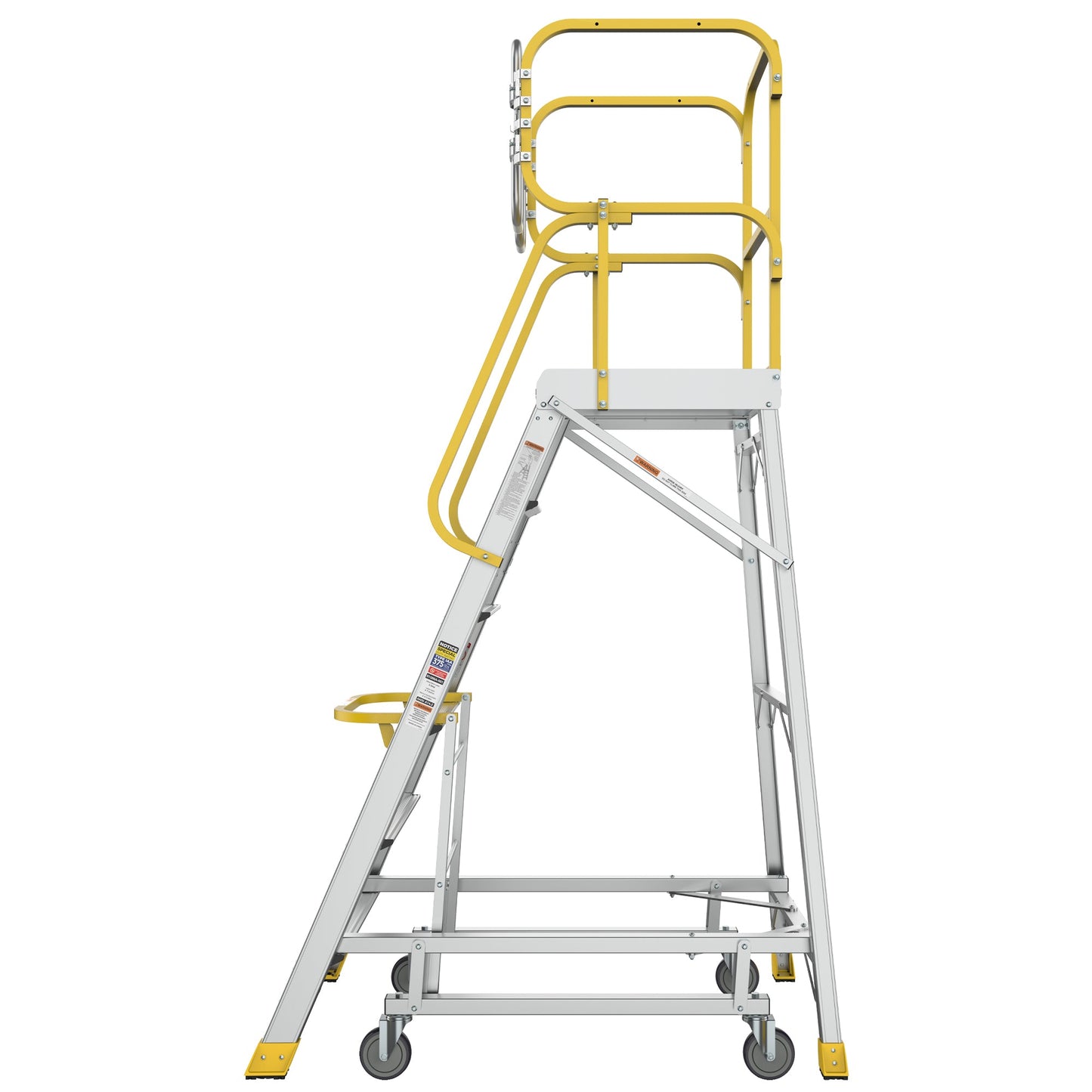6 Step 375lbs Aluminum Rolling Platform Ladder