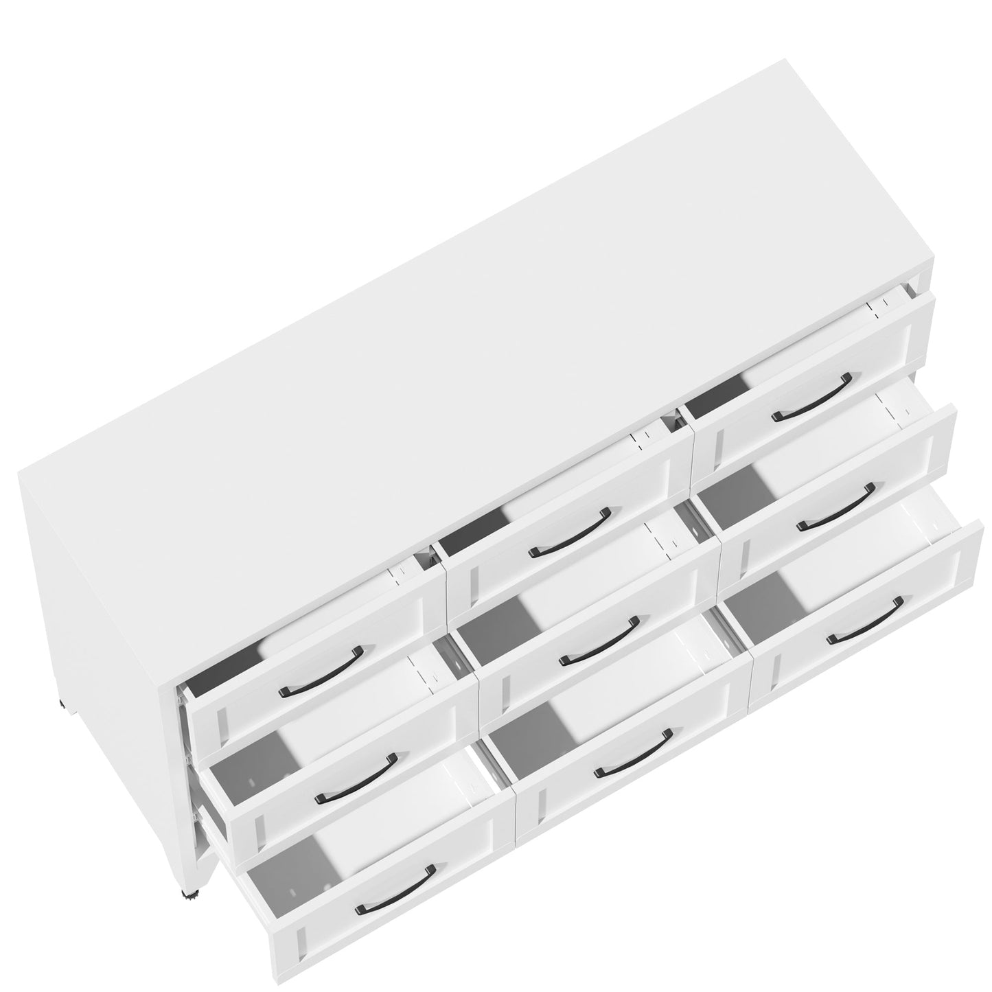 9 Drawer White Metal Dresser with Quiet-Glide Rails