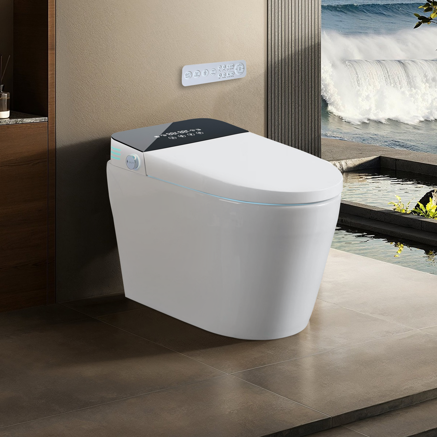 Tankless Smart Toilet with Built-In Bidet and Remote Control
