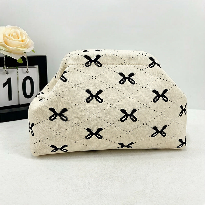 Womens Knitted Bag Striped Clutch