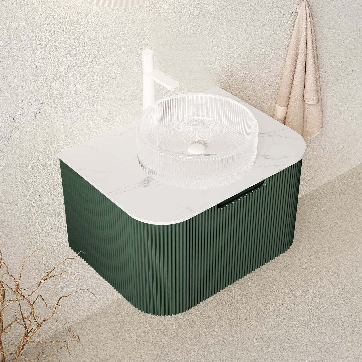 DINA 24" Floating Bathroom Vanity with Crystal Glass Basin