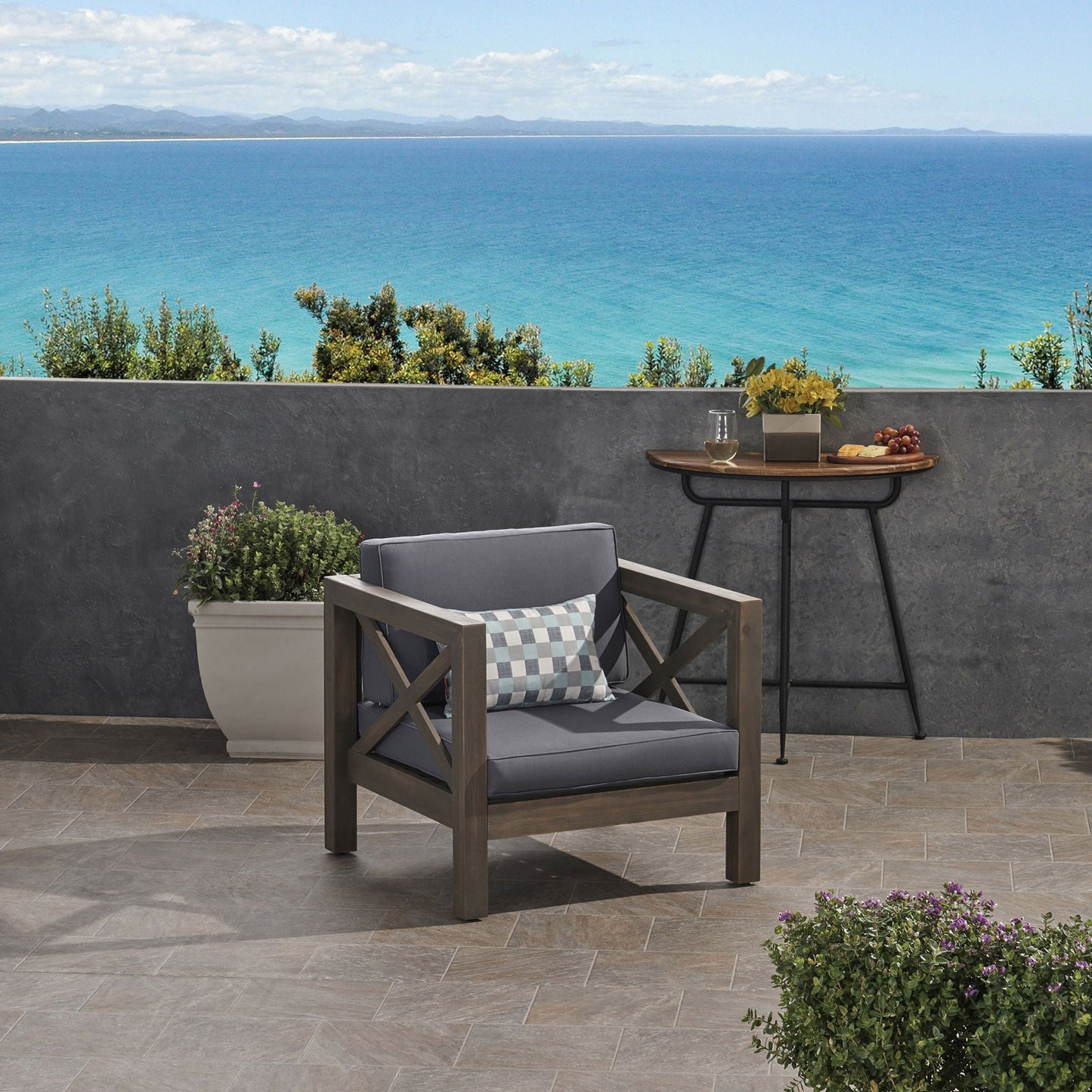 Brava Mid-Century Modern Club Chair with Water Resistant Cushions