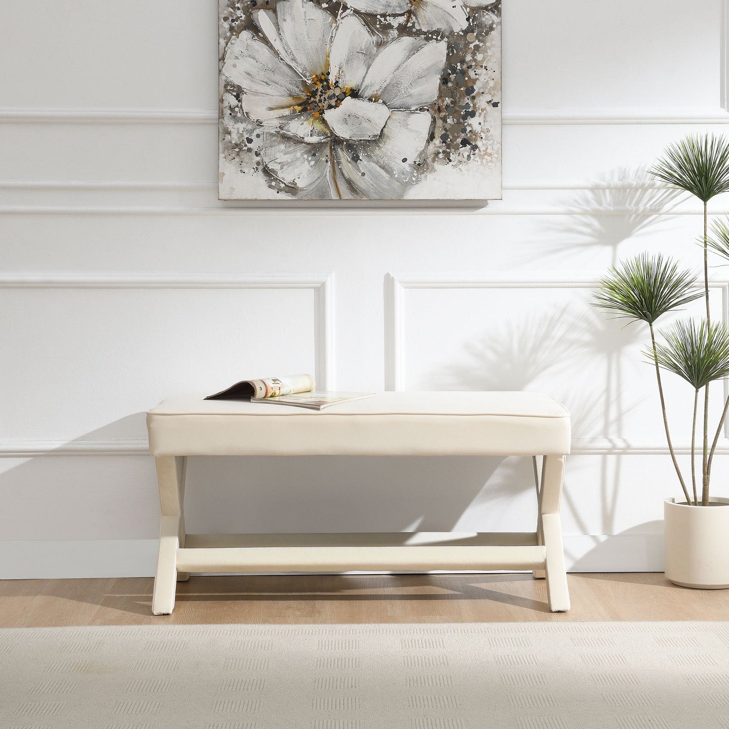 Comfort Double Bench Upholstered With X Crossed Legs