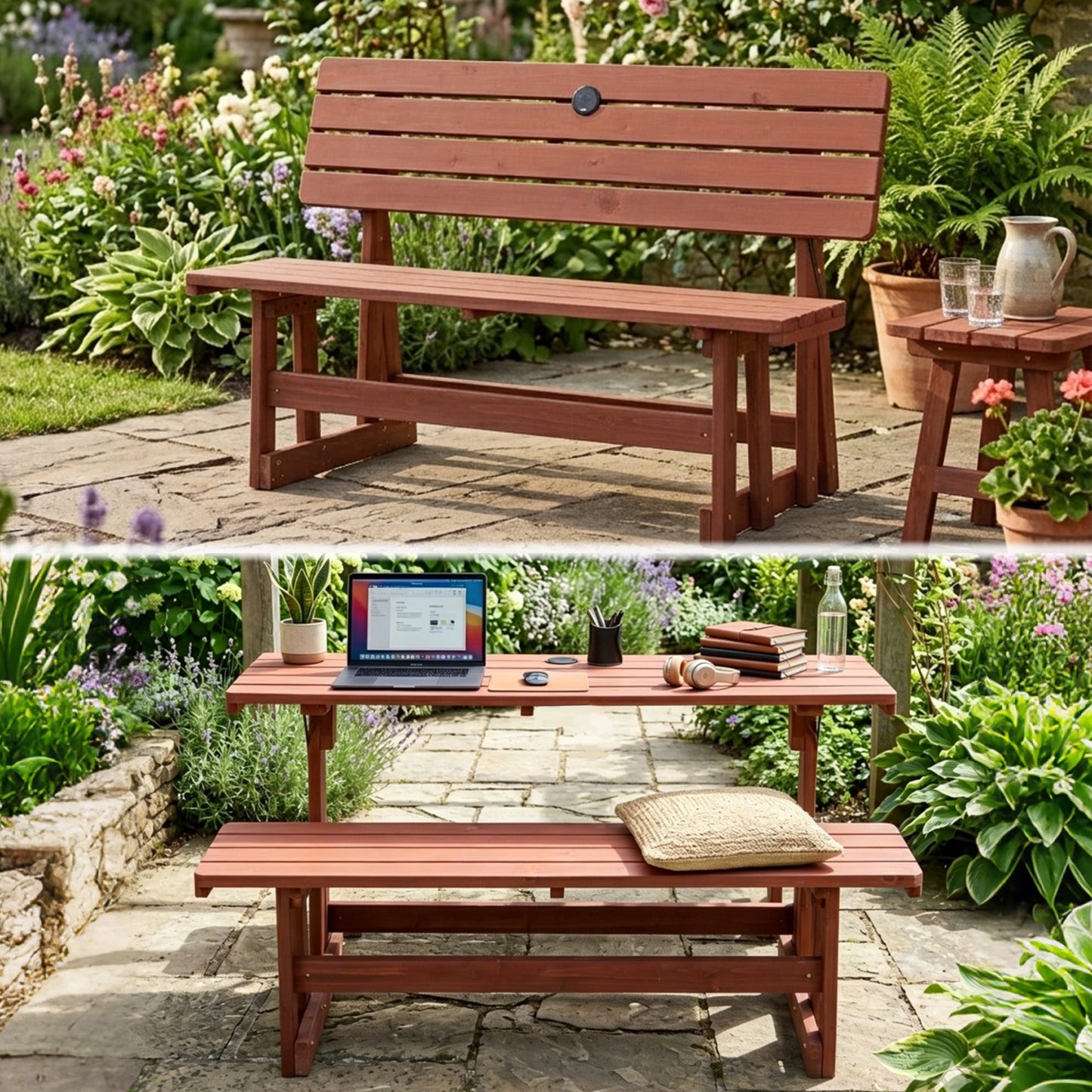 2-in-1 Convertible Bench Picnic Table