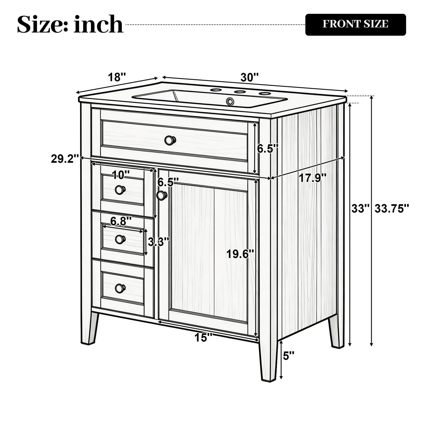 Bathroom Vanity With Sink, Soft Closing Cabinet