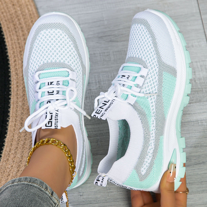 Women's Sporty Flyknit Mesh Shoes Low-cut Lightweight Casual And Versatile