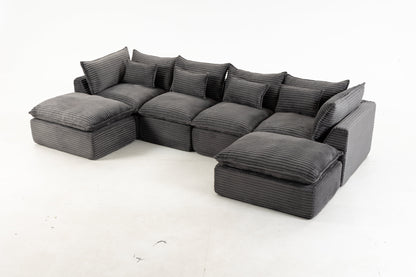 129.8" Width Cloud Couch Oversized Modular Sectional Sofa