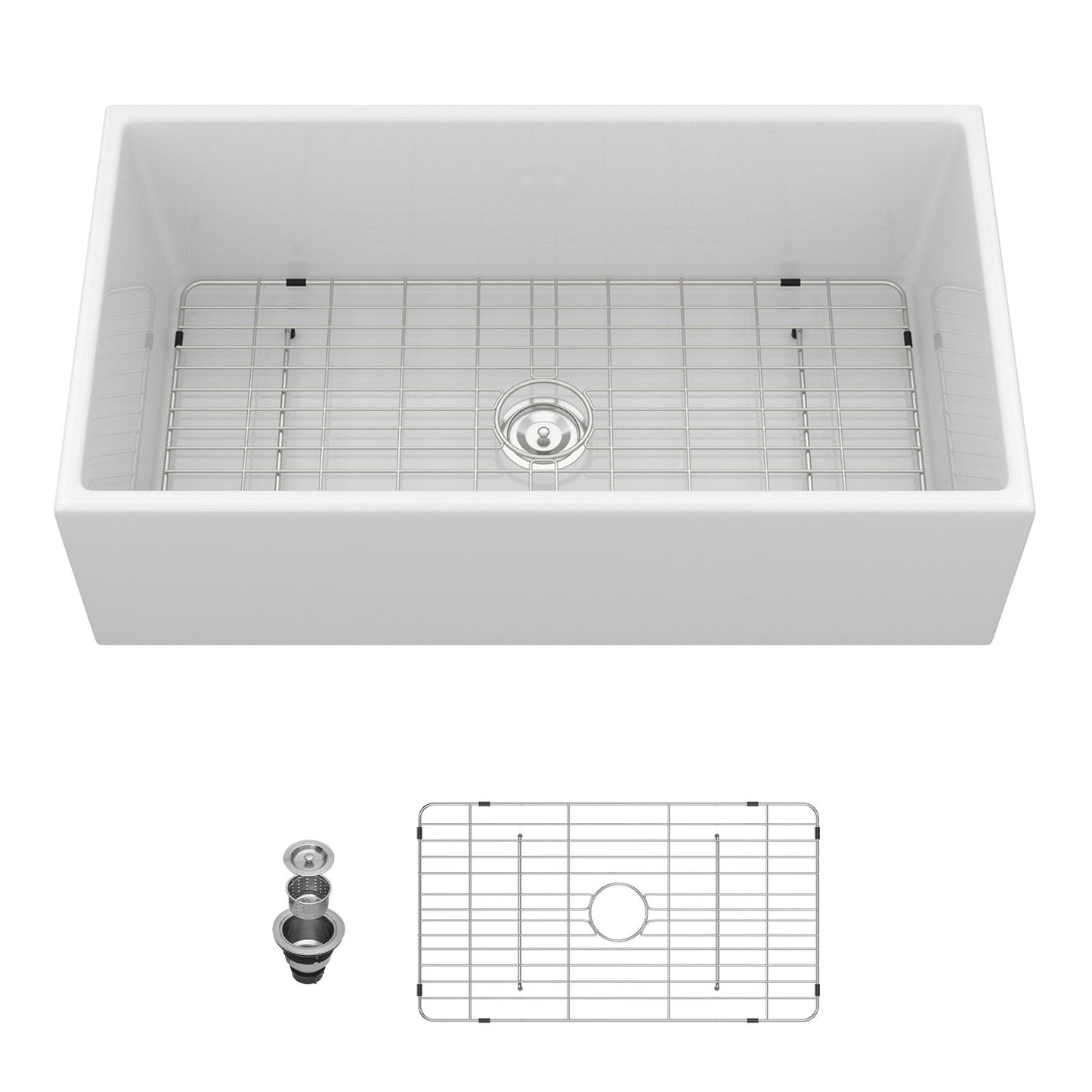 Farmhouse Sink, Apron-Front Porcelain Ceramic Single Bowl