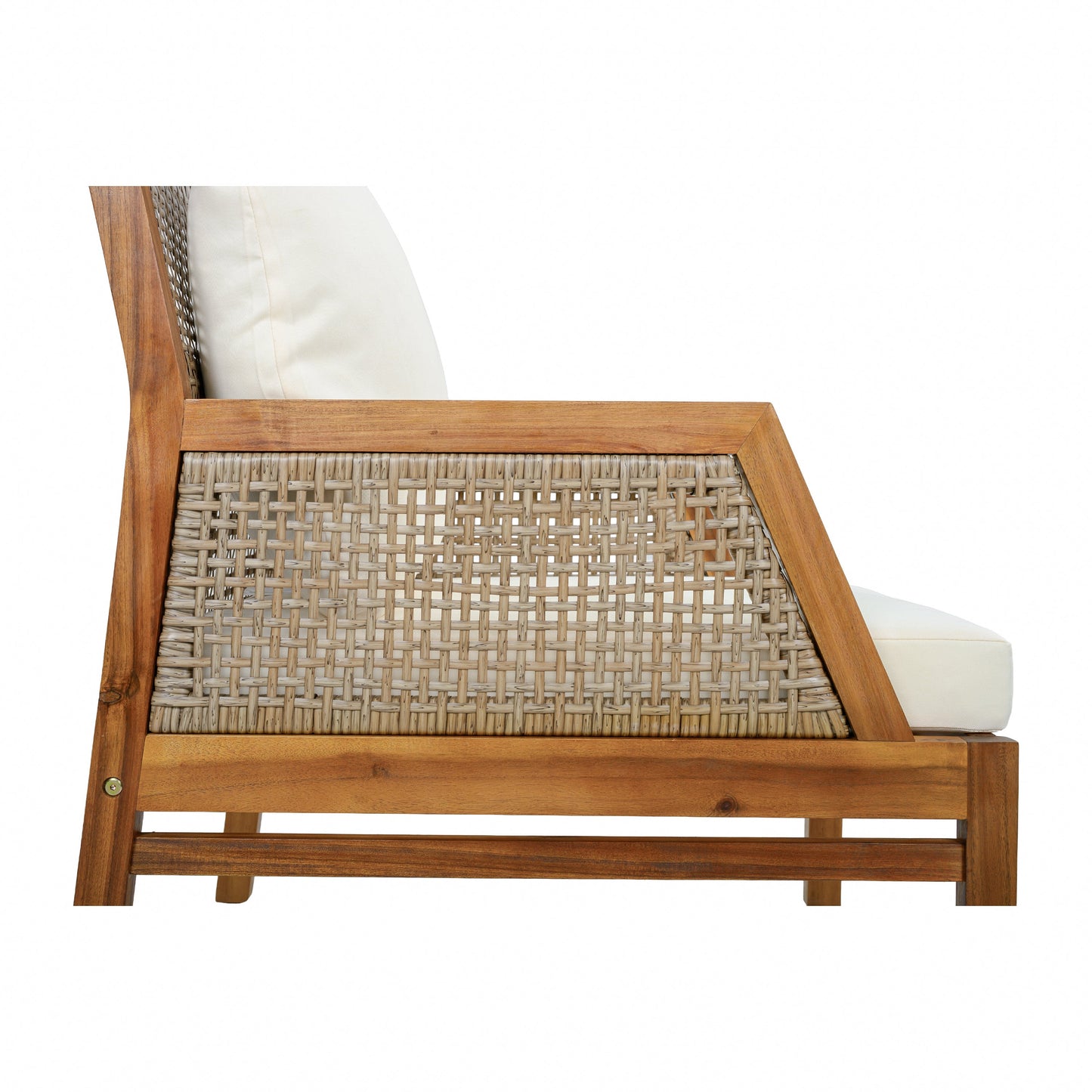 Acacia Wood Patio Furniture Club Chair with Outdoor Wicker