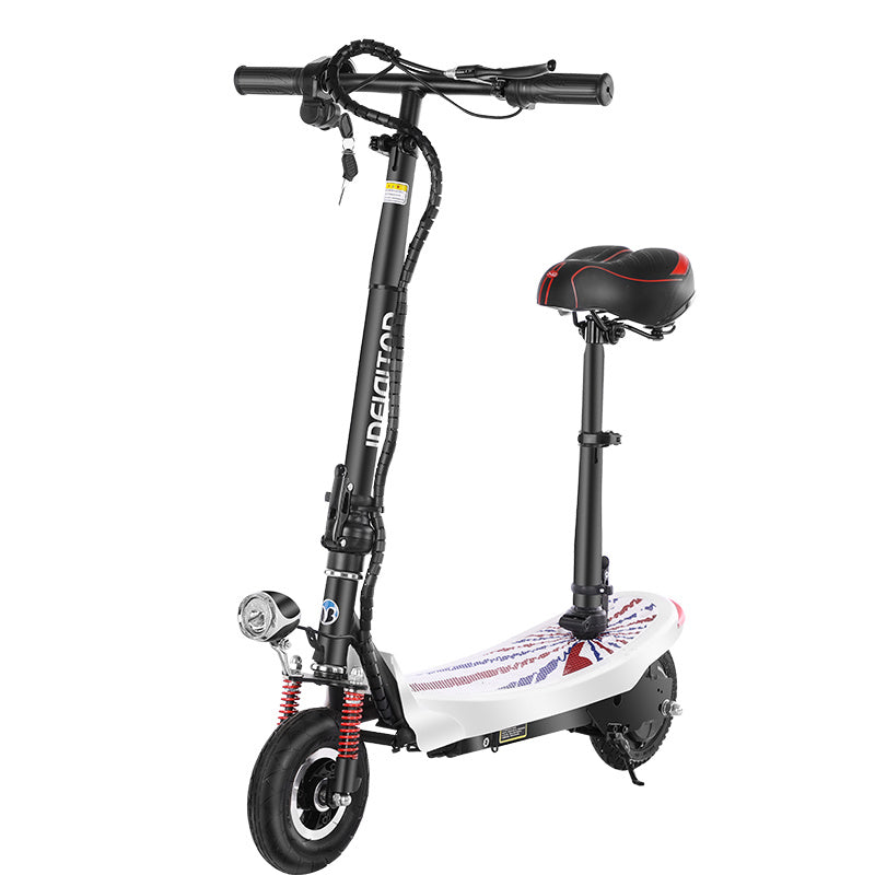 FlipStylez IDEIGITOD Black Foldable Electric Scooter | 24V Lithium Battery, Gold Spring Suspension, LED Headlight, Kids & Adults E-Scooter