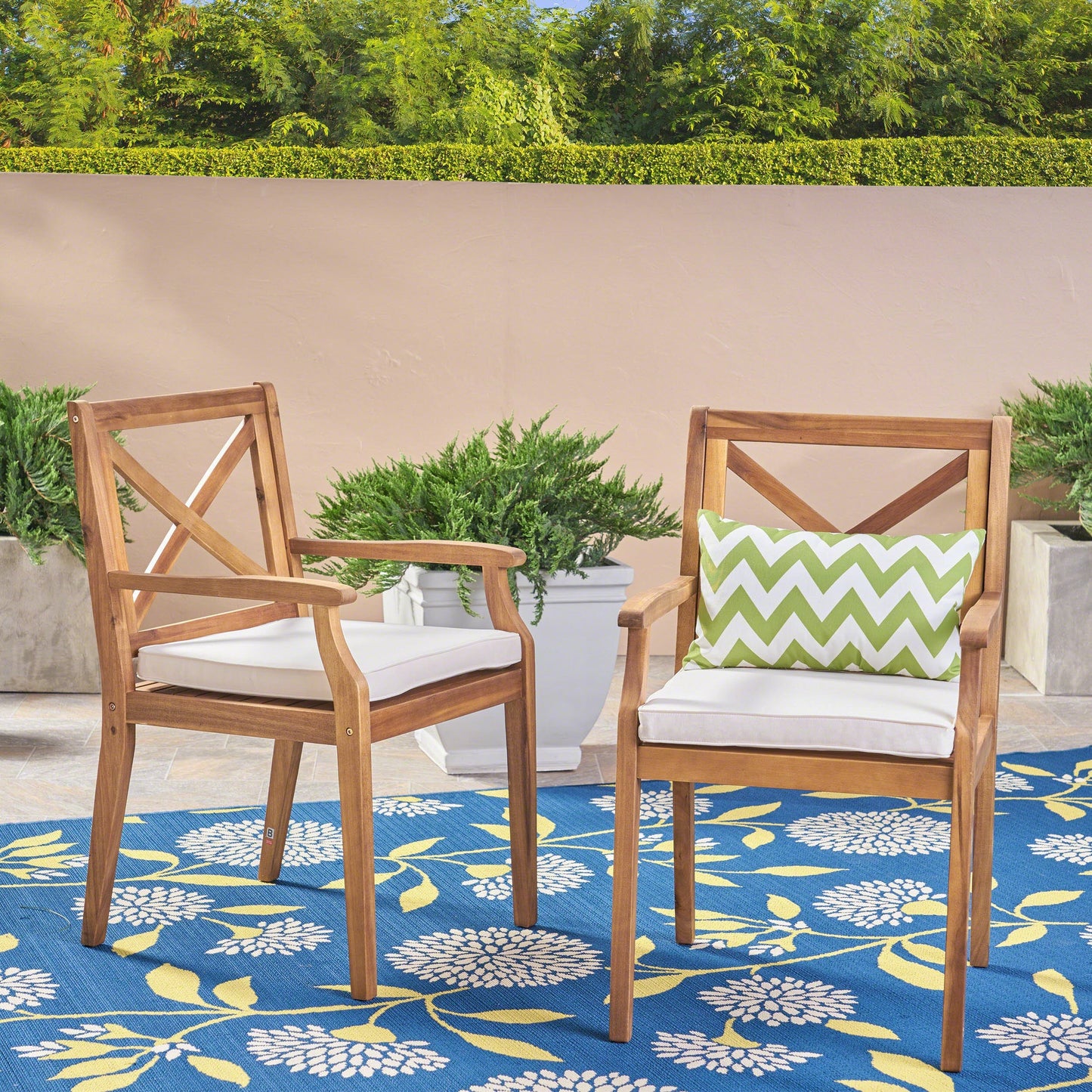 Perla Dining Chair 2-Piece Set with Cream Cushions