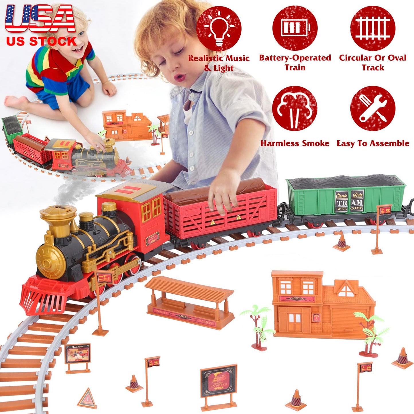 GBruno 193Pcs Electric Train Set