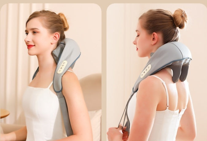 ZenRelief Slate Grey Trapezius & Neck Massager with Heat | Rechargeable Deep Tissue Shiatsu Back Massage for Cervical Pain Relief