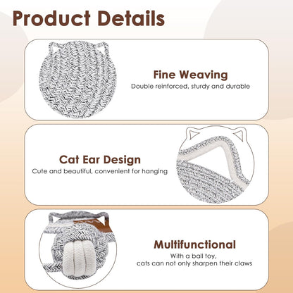 Cat Scratcher Mat Natural Cotton Rope Cat Scratch Pad Round Horizontal Floor Cat Scratching Pads For Indoor Cats  Cat Furniture Protector For Wall Couch Carpets  Sofas