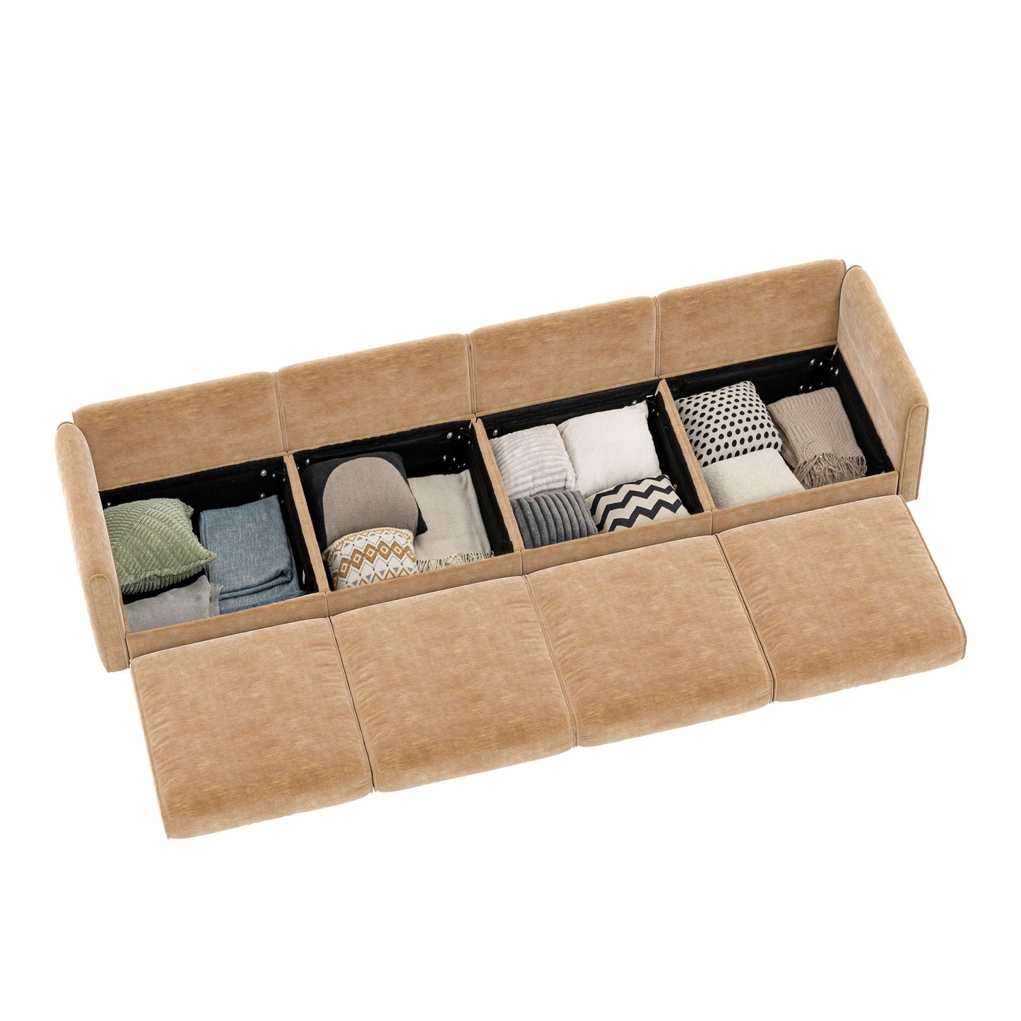 Stylish Sofa With Storage Seat And Cylindrical Backrest