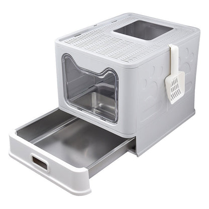 Extra-large Enclosed Drawer-Type Odor-Control Cat Litter Box