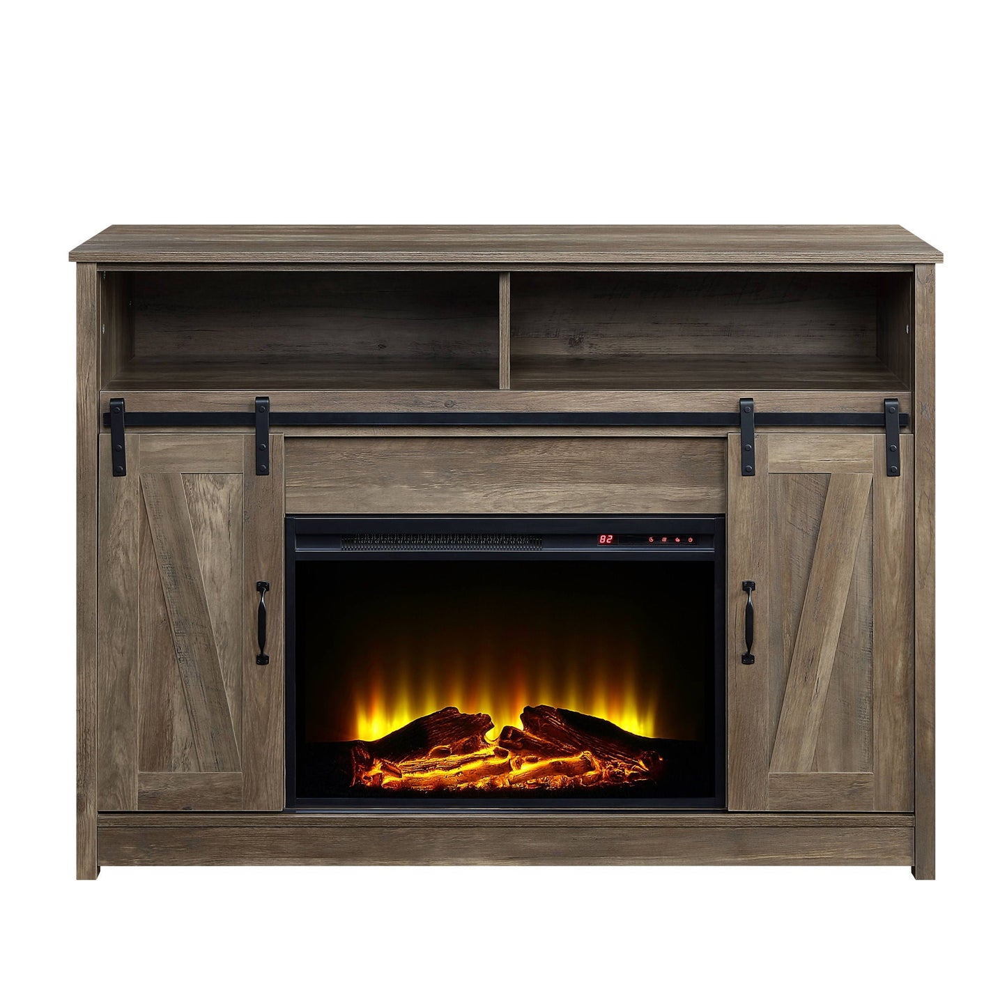 Tobias - Fireplace With Shelf Storage - Oak