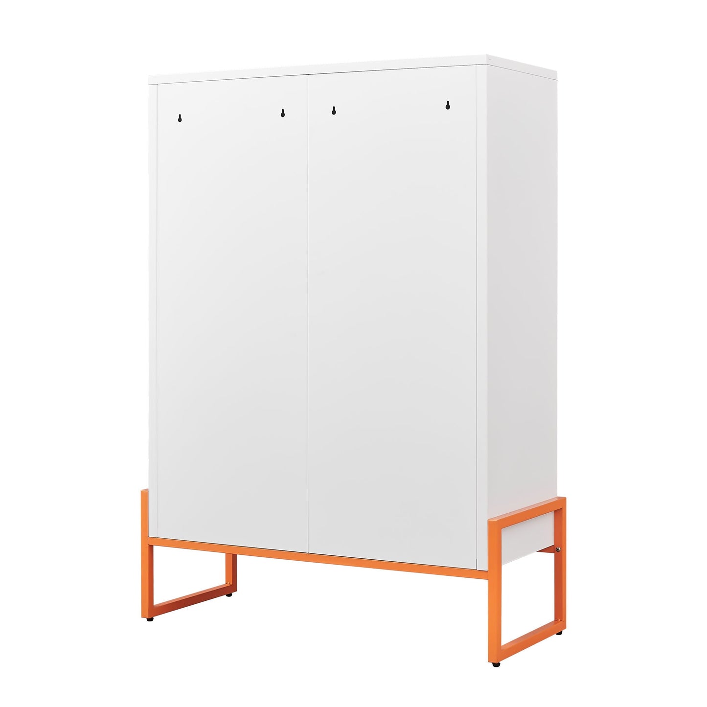 Modern Metal Shoe Cabinet With DoublebSided Doors And Adjustable Partitions