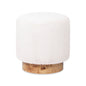 Tilly - Round Fur Upholstered / Burl Pouf Ottoman - White