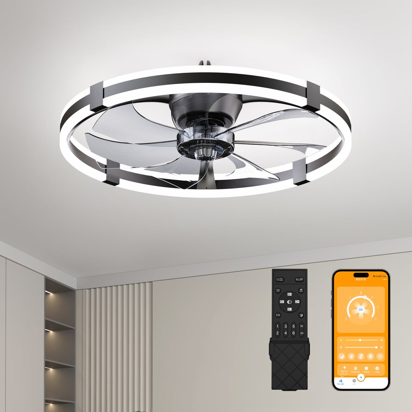 23.6'' LED Ceiling Fan Light with Remote and DC Motor