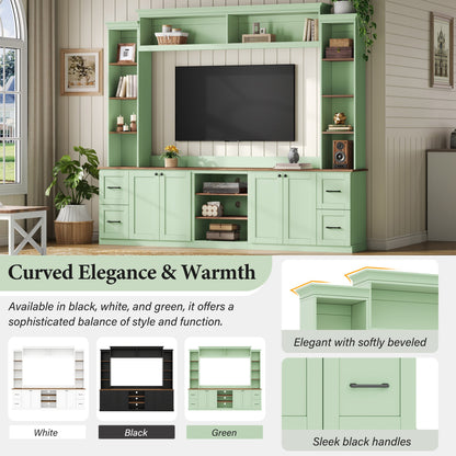 4-in-1 Entertainment Center Wall Unit with Bookshelf for TVs Up to 70"