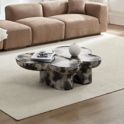 Butterfly Design Coffee Table with Modern Fiberglass Construction - Light Gray and Black