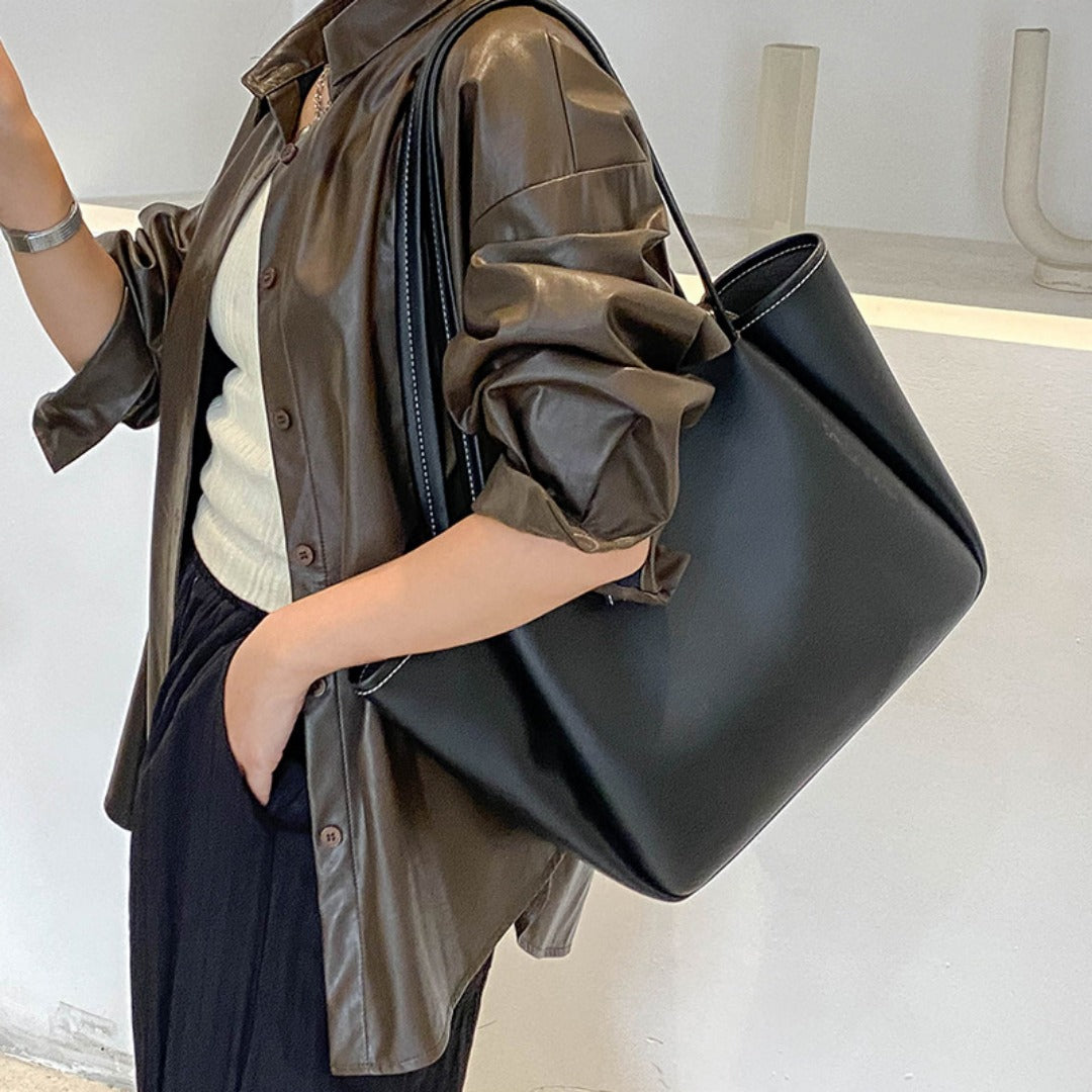 Elegant Large Tote Bag for Female - Handbag with Soft PU Material and Large Capacity for Everyday Style hobo
