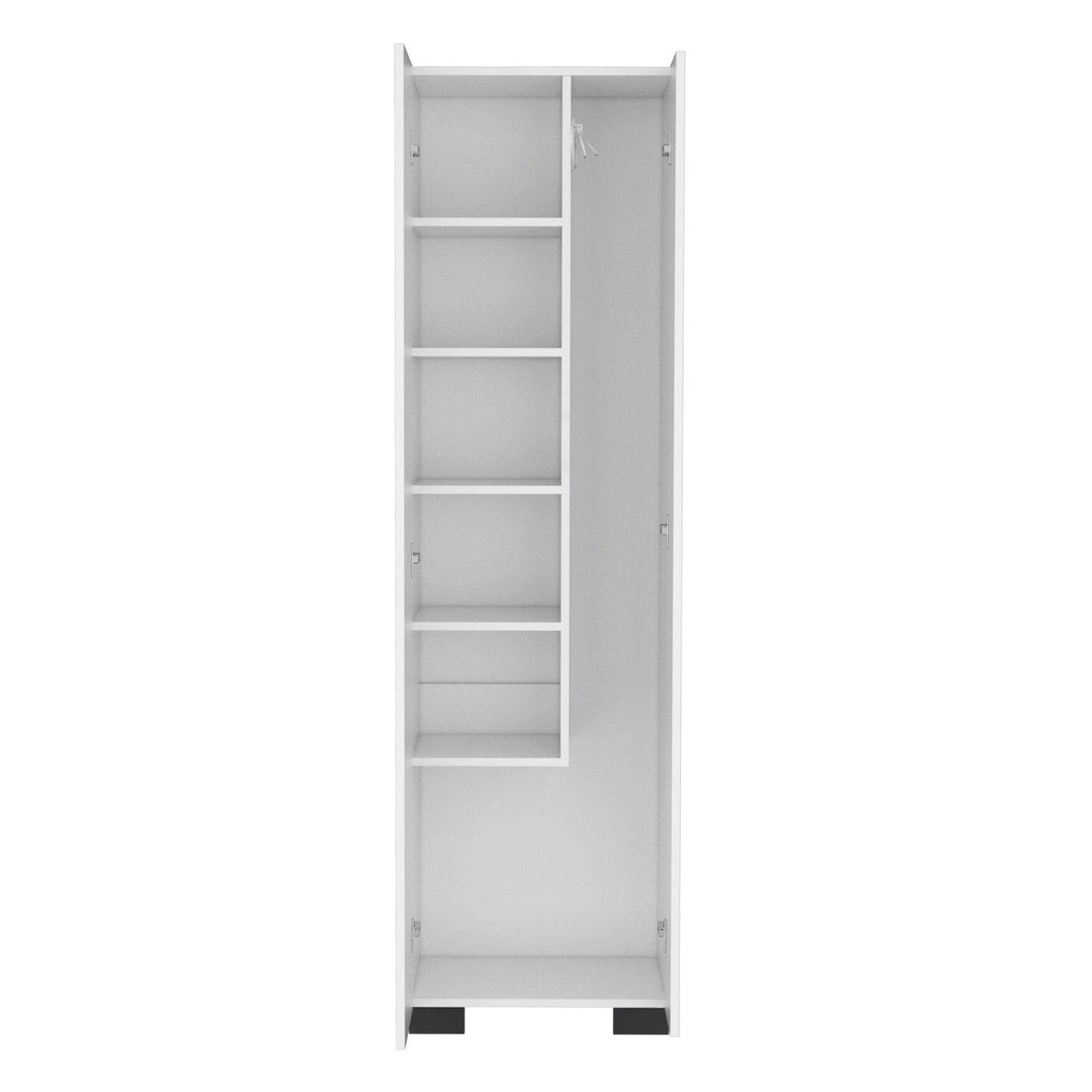 Attica Broom Cabinet Double-Door Design with Inner Shelves and Side Hangers