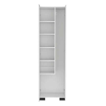 Attica Broom Cabinet Double-Door Design with Inner Shelves and Side Hangers