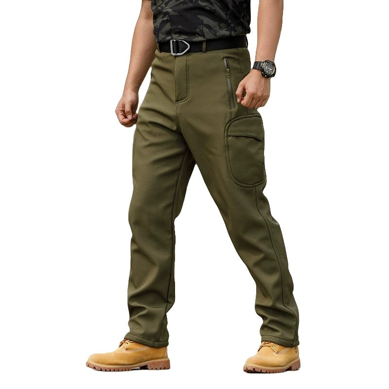 Outdoor Hiking Fleece-Lined Warm Casual Multi-Functional Waterproof And Wear-Resistant Workwear Tactical Pants