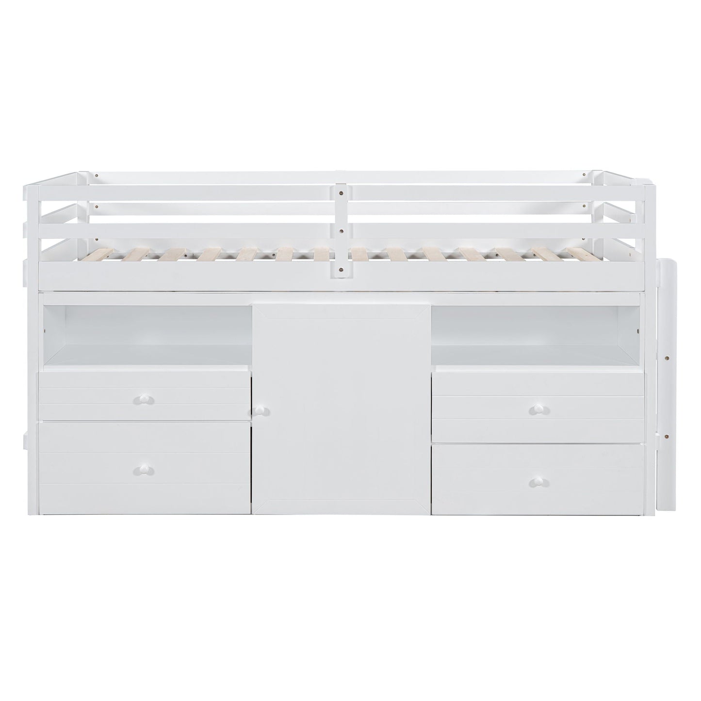 Loft Bed With 4 Drawers, Underneath Cabinet And Shelves