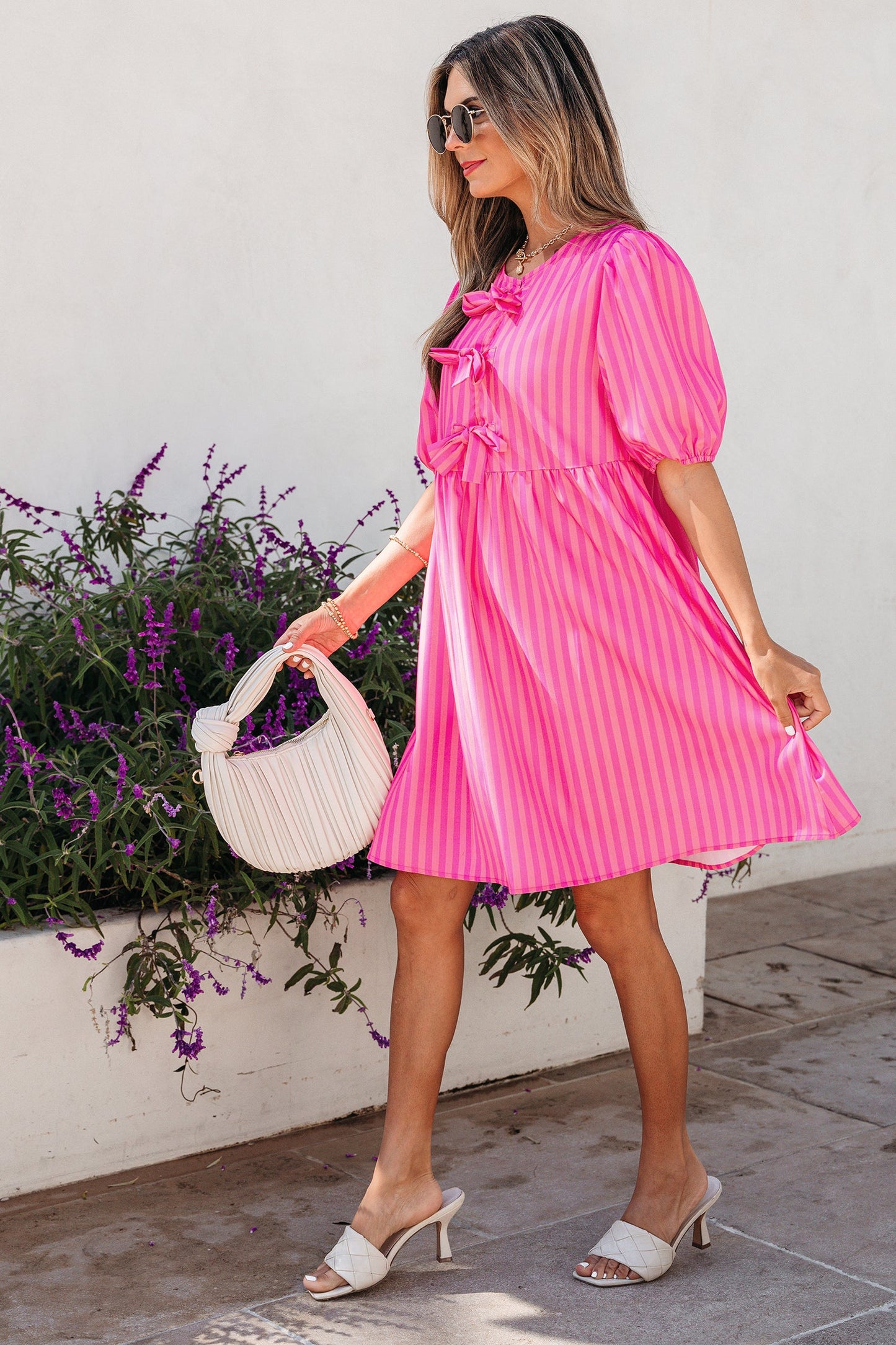 Violet Puff Sleeve Mini Dress